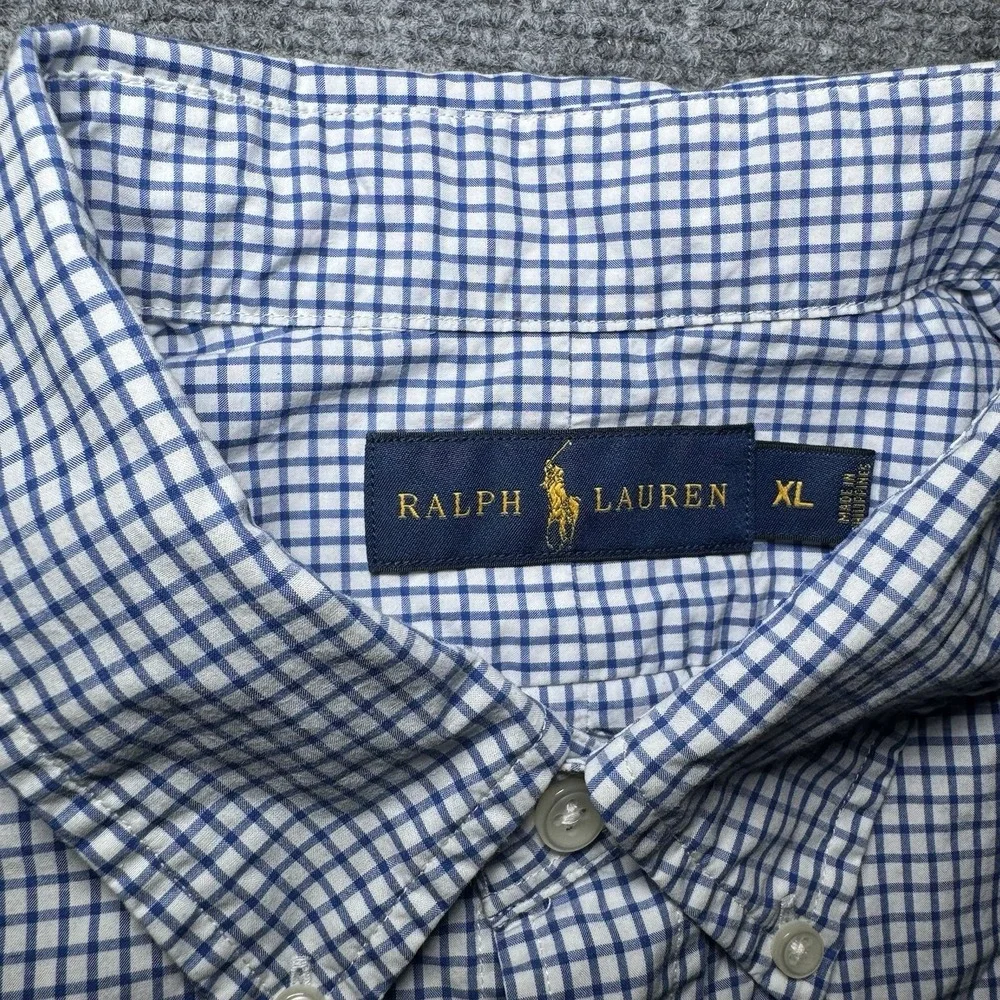 Polo Ralph Lauren Button Down Shirt Plaid Checkered Men XL Long Sleeve Lot of 2